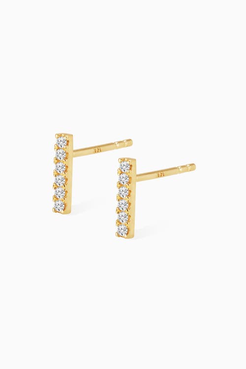 Oradina Brooklyn Bar Diamond Studs In Yellow Gold