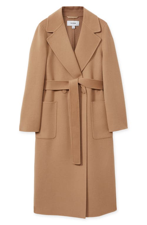 Reiss Lucia Belted Wool Blend Coat In Light Camel