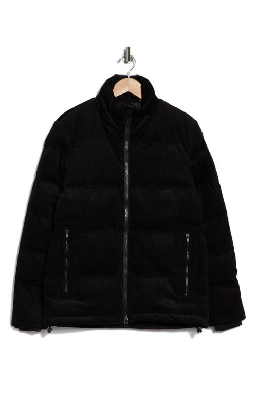 Slate & Stone Corduroy Padded Puffer Jacket In Black