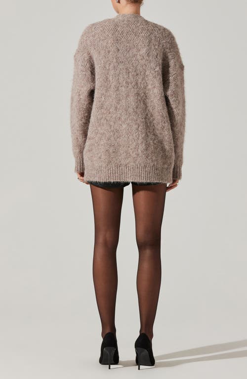 Shop Astr The Label Carli Fuzzy Longline Cardigan In Taupe