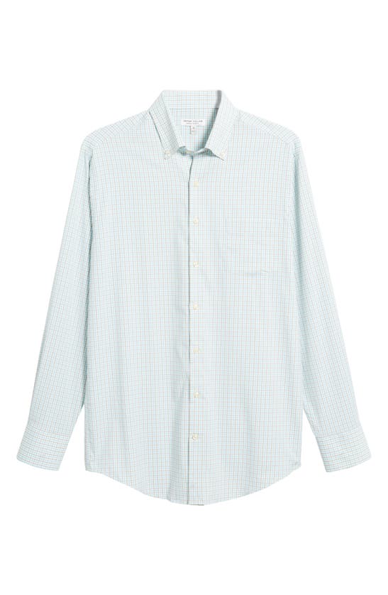 Shop Peter Millar Chelan Check Performance Button-down Shirt In Mint Blue