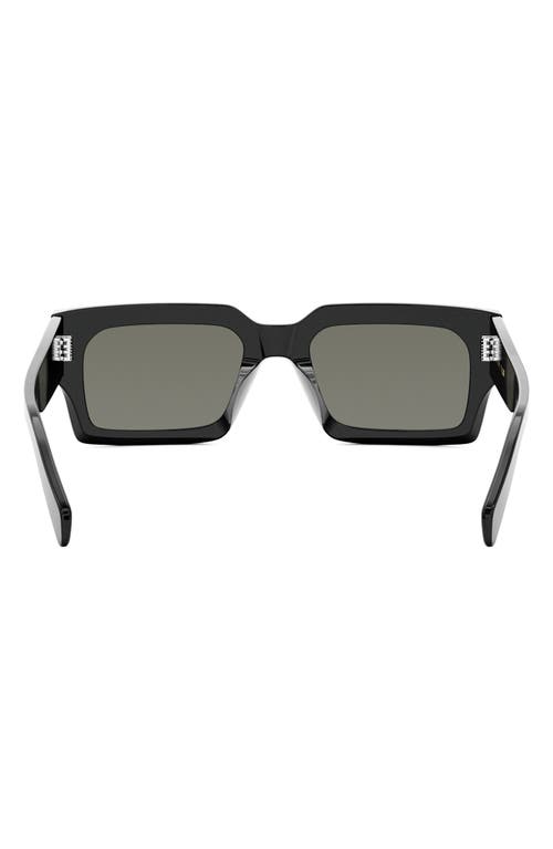 Shop Celine 54mm Rectangular Sunglasses In Shiny Black/smoke