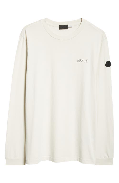 Moncler Logo Long Sleeve Cotton T-shirt In Open Grey