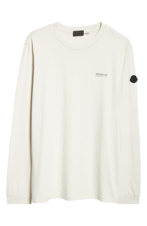 Shop Moncler Logo Long Sleeve Cotton T-shirt In Open Grey