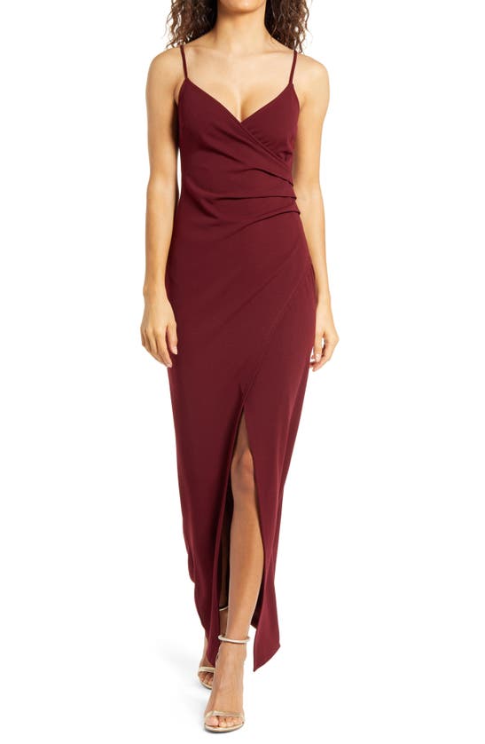 Lulus Sweetest Admirer Ruched Gown In Burgundy