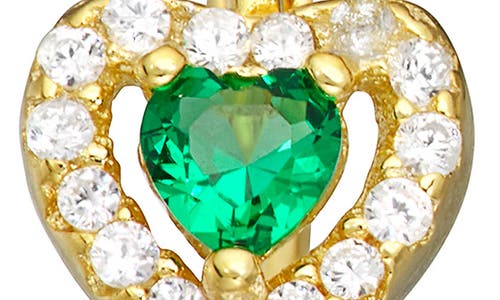 Fzn Kids' 14k Gold Plated Sterling Silver Birthstone Lever Back Earrings In Emerald