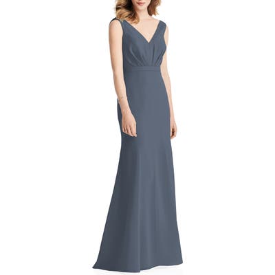 Jenny Packham Cowl Back Chiffon Trumpet Gown, Blue