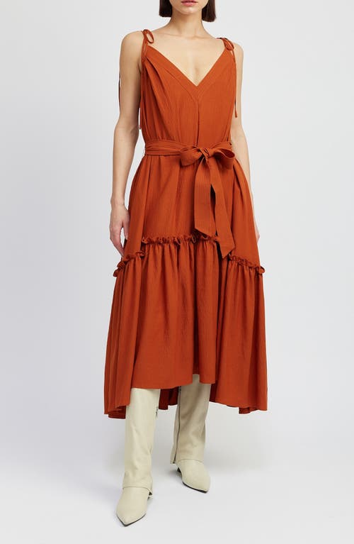 Shop En Saison Itzel Tiered Midi Dress In Sienna