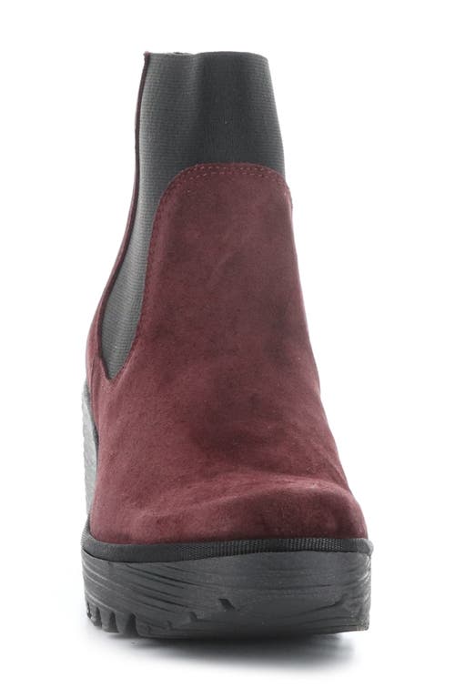 Fly London Yade Wedge Bootie In Wine Oil Suede