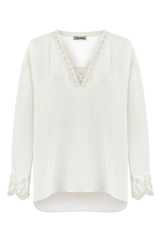 NOCTURNE NOCTURNE STONE EMBROIDERED BLOUSE