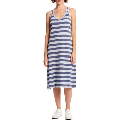 Michael Stars Valerie Stripe Cotton Racerback Tank Dress, Blue