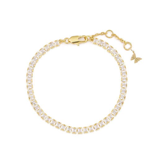 Shop Adina Eden By  Cz Princess Tennis Bracelet In Gold