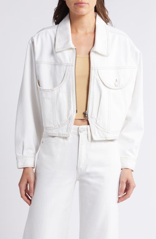 Shop Frame Heart Crop Denim Jacket In Au Natural Clean