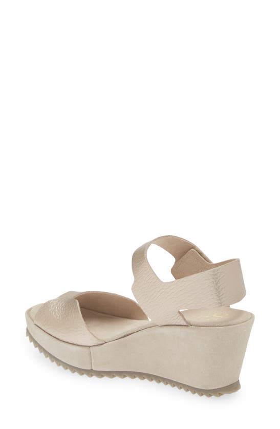 Shop Pedro Garcia Fama Platform Wedge Sandal In White Gold Cervo Lame