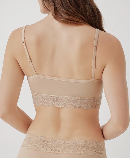 Pact Organic Cotton Lace Smooth Cup Bralette In Champagne