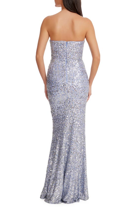 Shop Dress The Population Fernanda Sequin Strapless Gown In Platinum Multi