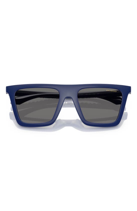 Shop Versace 53mm Polarized Rectangular Sunglasses In Blue