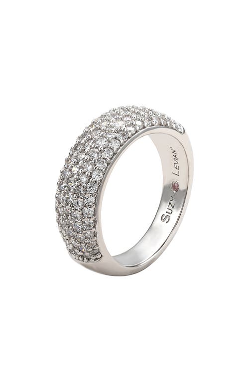 Suzy Levian Cubic Zirconia Pavé Band Ring In White
