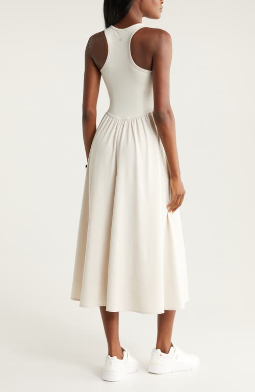 Shop Zella Effortless Hybrid Racerback Midi Dress In Moonbeam