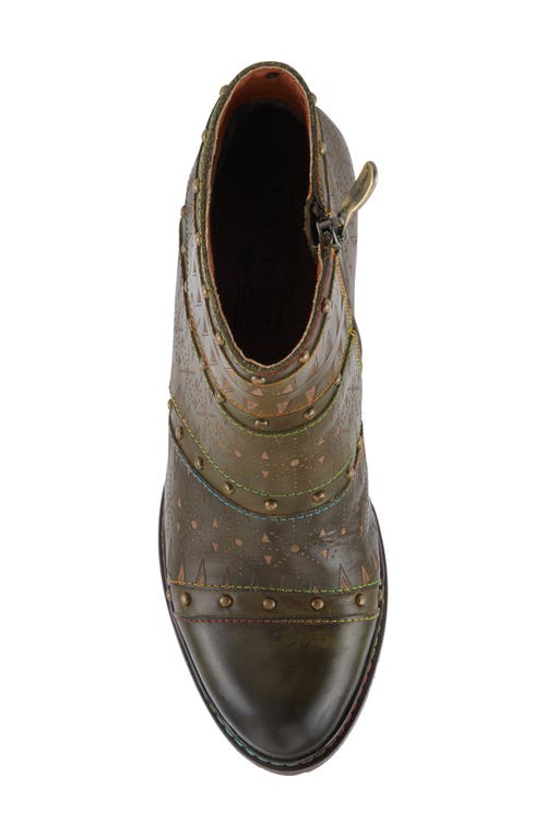L'artiste By Spring Step Niobe Cap Toe Bootie In Olive Multi