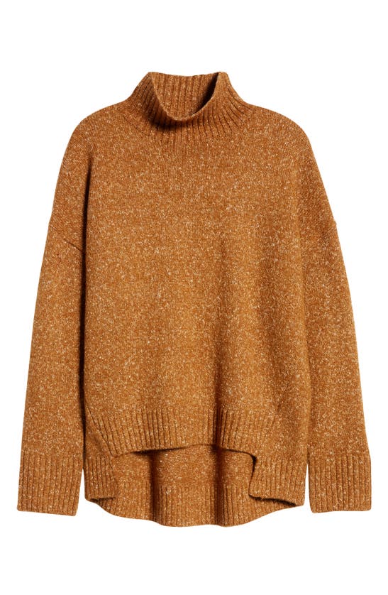 Treasure & Bond Marled Mock Neck High-low Tunic Sweater In Tan Dale