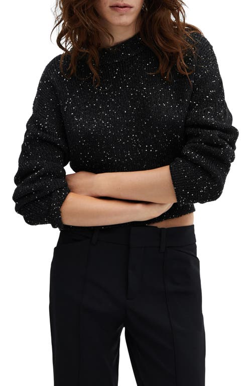 MANGO Sequin Rib Sweater Black at Nordstrom,