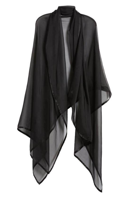 Shop Nordstrom Satin Border Silk Chiffon Scarf In Black