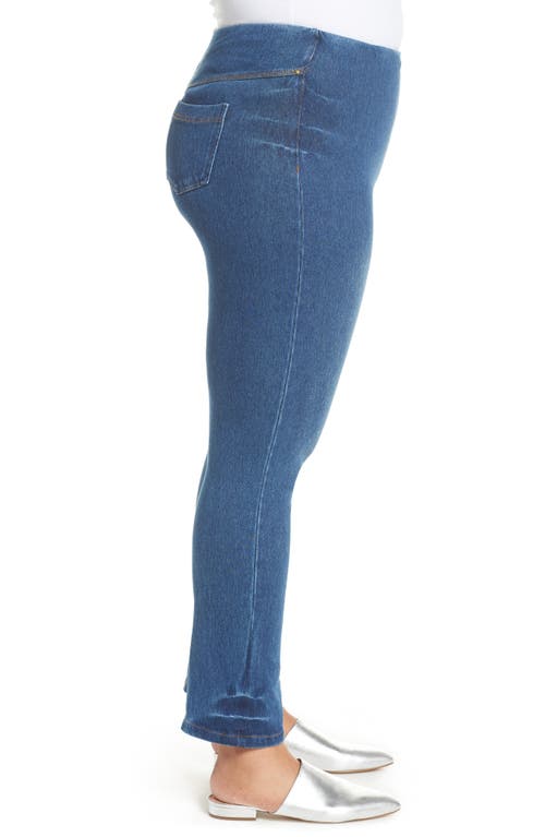 Lyssé High Rise Boyfriend Denim Leggings In Mid Wash