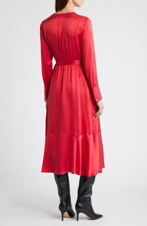 Kobi Halperin Victoria Tie Waist Long Sleeve Midi Dress In Scarlet