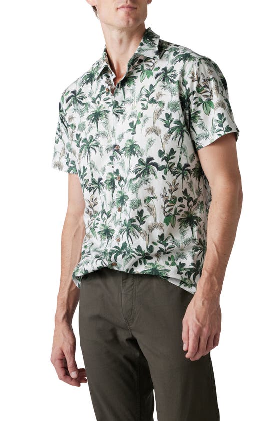 Rodd & Gunn Sabre Peak Print Short Sleeve Cotton Button-up Shirt In Forest