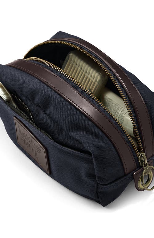 Shop Lands' End Waxed Canvas Travel Dopp Kit Toiletry Bag In Classic Navy