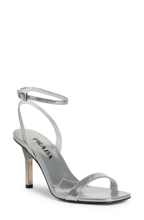 Prada Sandali Ankle Strap Sandal In Argento