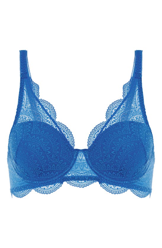 Shop Simone Perele Karma Underwire Lace Demi Bra In Myosotis Blue