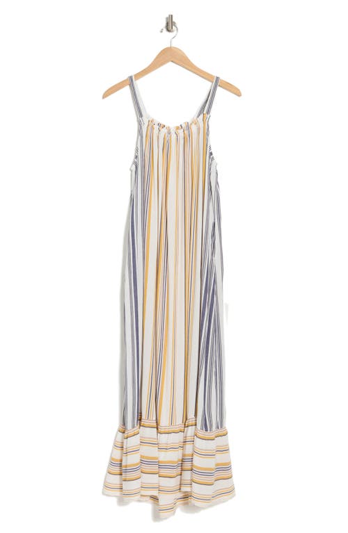 Shop Lovestitch Stripe Maxi Dress In Dijon/navy