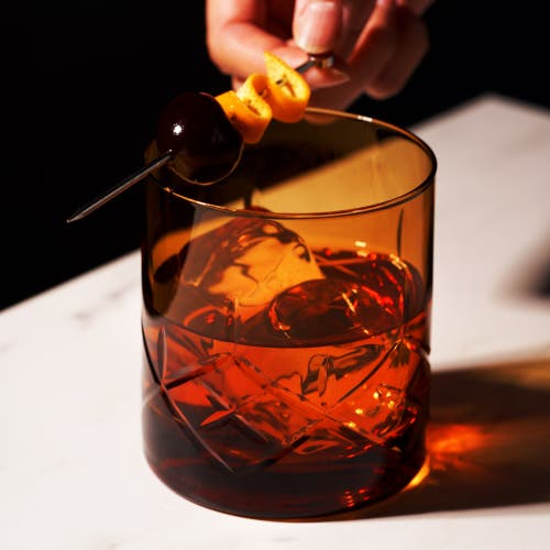 Viski Admiral Crystal Rocks Glasses In Orange