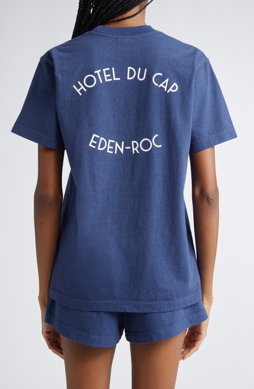 Shop Sporty And Rich Sporty & Rich Hotel Du Cap Cotton Graphic T-shirt In Indigo