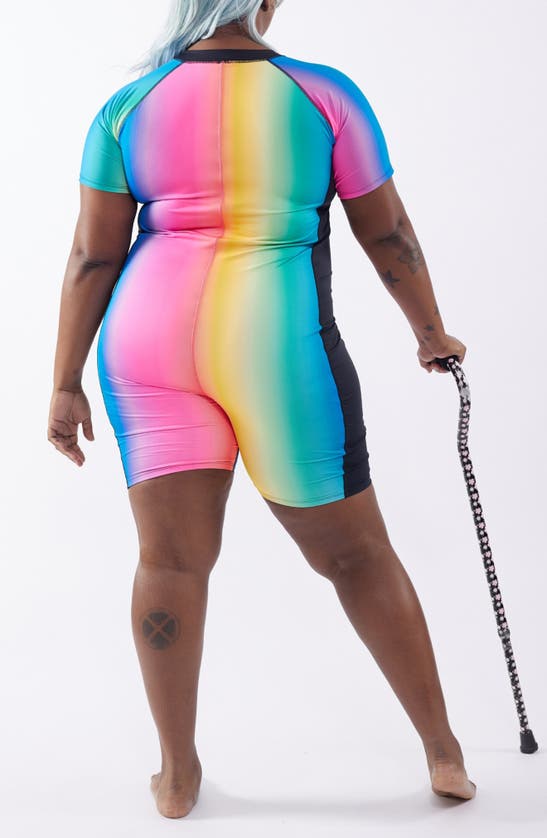 Shop Tomboyx 6-inch One-piece Rashguard Swimsuit In Melting Rainbow