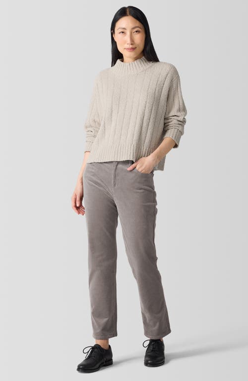 Shop Eileen Fisher Mock Neck Ribbed Sweater In Chalk