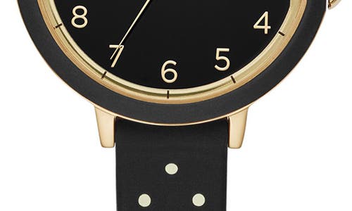 Kate Spade Park Row Silicone Strap Watch, 34mm In Black/gold
