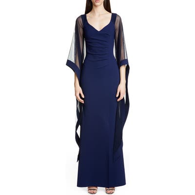 Chiara Boni La Petite Robe Melitea Draped Sleeve Evening Gown, US / 46 IT - Blue