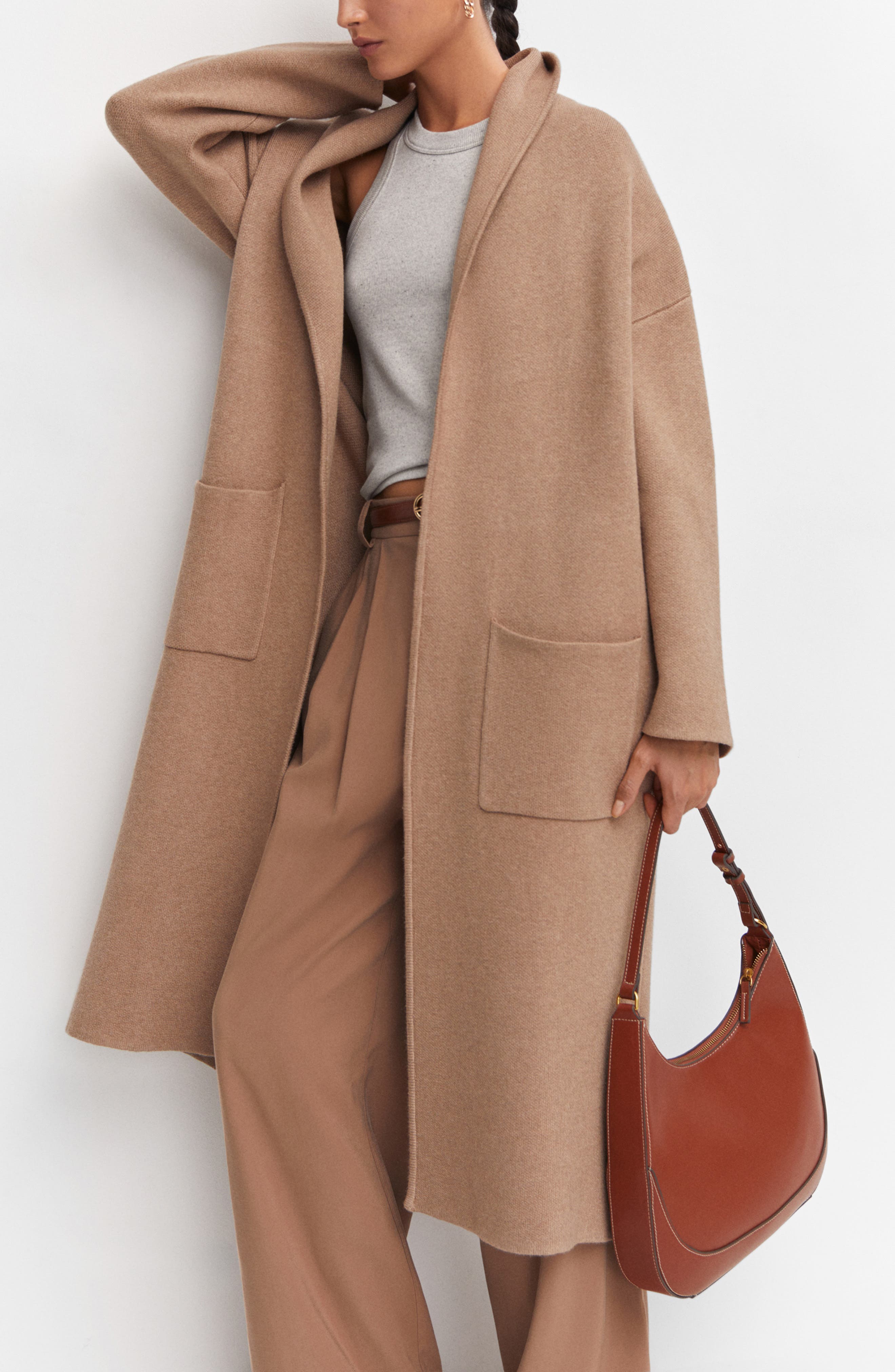 MANGO Oversize Knit Coat Nordstrom