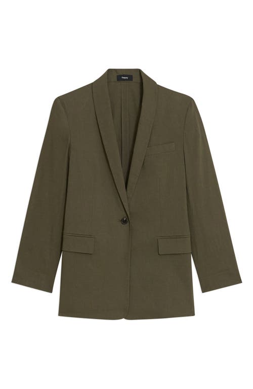 Theory Rolled-sleeve Shawl Collar One-button Jacket In Dark Olive