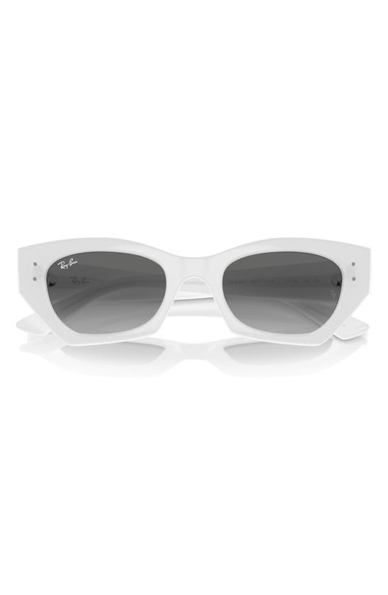 Ray Ban Zena Bio-based Sunglasses White Snow Frame Grey Lenses 52-22 In Grey Flash