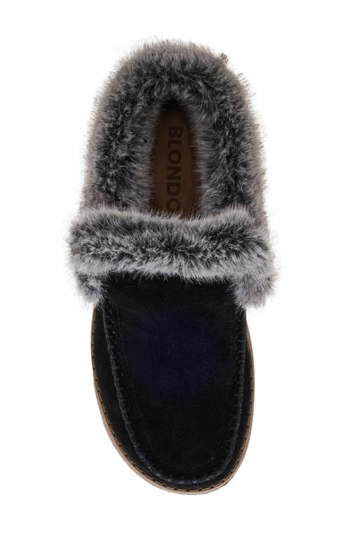 Shop Blondo Victor Waterproof Faux Fur Slipper In Black Suede