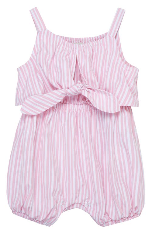 Habitual Kids Stripe Tie Front Bubble Romper Light Pink at Nordstrom,