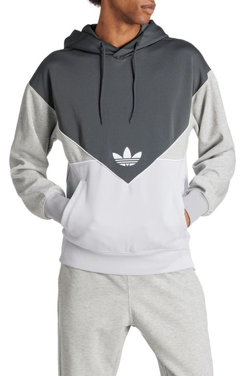 Shop Adidas Originals Colorado Colorblock Hoodie In Dark Grey/light Grey/grey