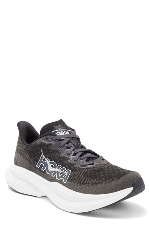 Hoka Women's Mach 6 Wide Lace Up Low Top Running Sneakers In Black/white