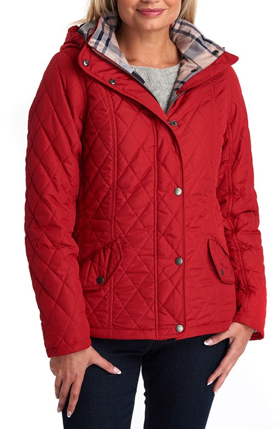 Barbour Millfire Hooded Quilted Jacket In Chilli Red