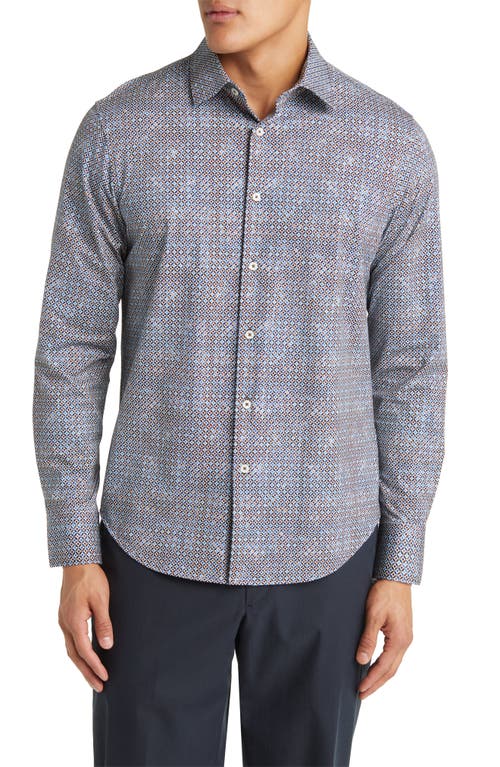 Bugatchi James OoohCotton Geometric Print Button-Up Shirt Truffle at Nordstrom,