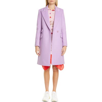 Stella Mccartney Double Face Wool Reefer Coat, US / 40 IT - Purple